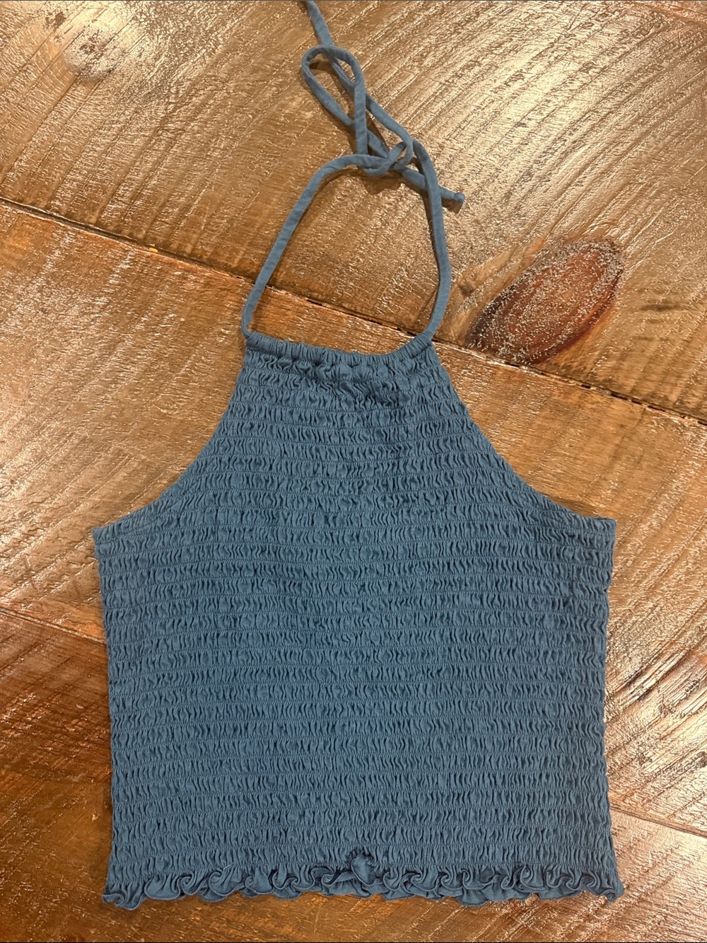 Old Navy Dusty Blue Smocked Halter Tank Top